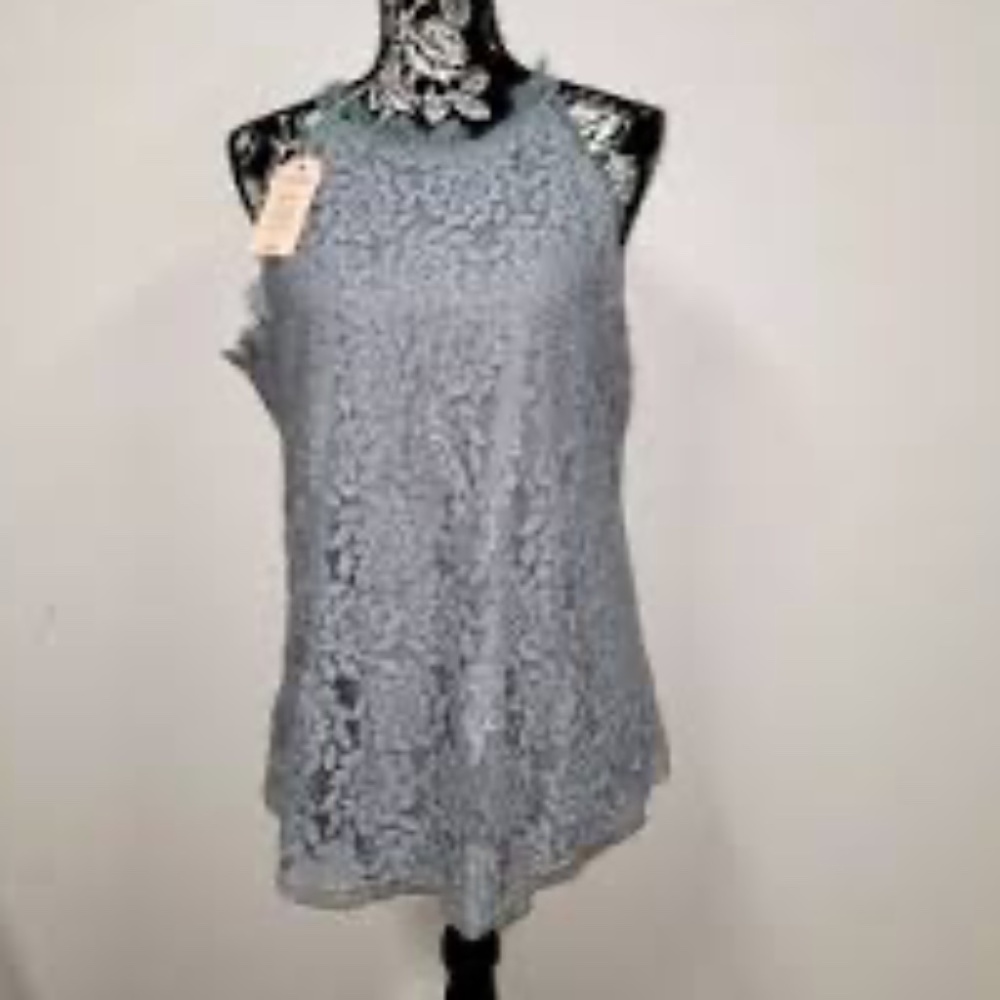 Berry You- Gray lined lace chocker tank